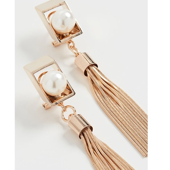 Anton Heunis Rectangle Pearl Tassel Earrings - Picture 3 of 4